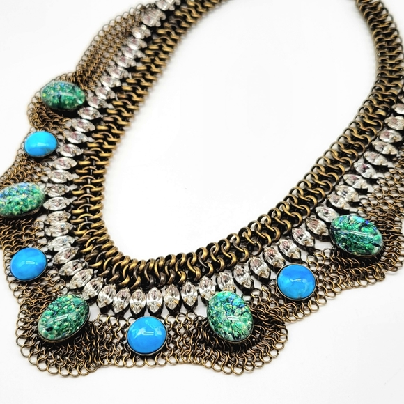 Dannijo Chainmail Mesh Statement Collar with Swarovski Crystals and Glass Stones - Picture 4 of 12